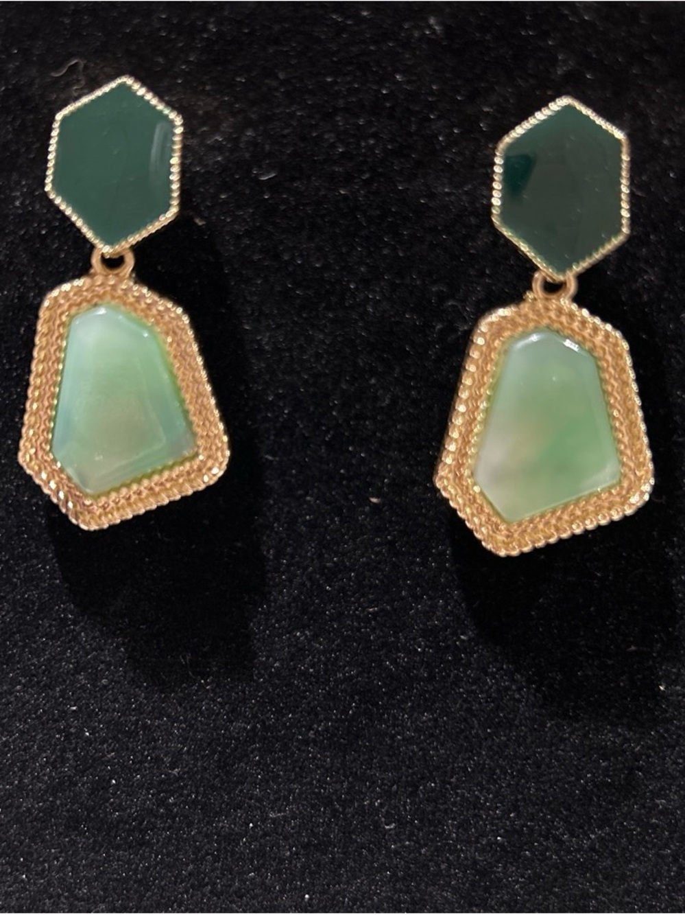 Gold-Tone Green Double Drop Earrings